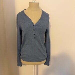 Madewell Blue Ribbed Knit Top